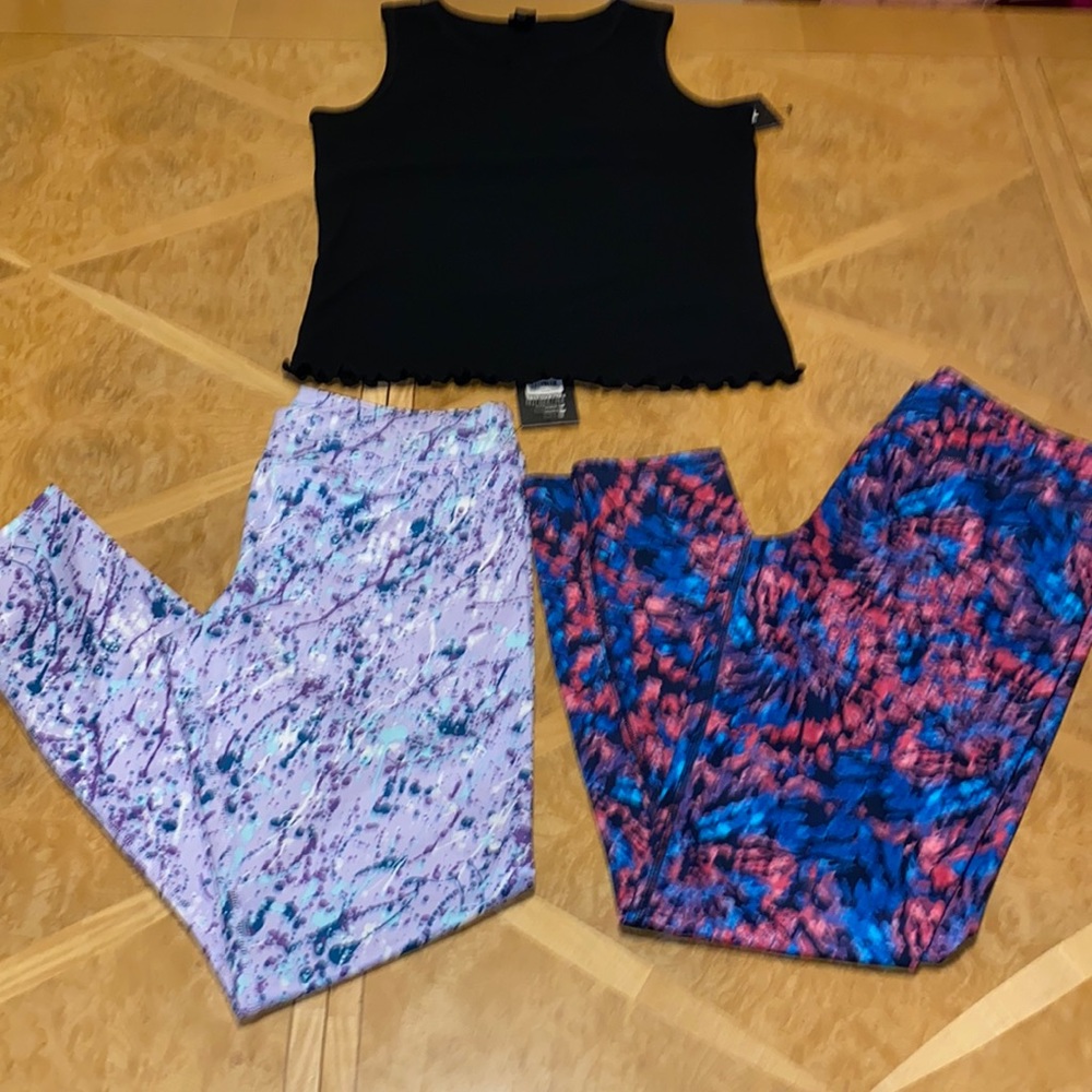 Girls Activewear Bundle  Size XXL 18/20 Athletic Works 2 Leggings & 1 Tank Top